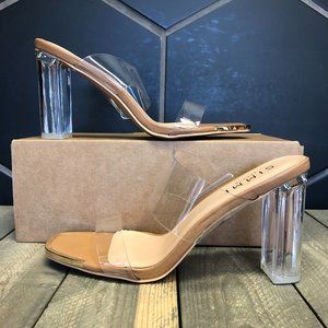 Simmi London Heidi Double Strap Mules Clear Straps
